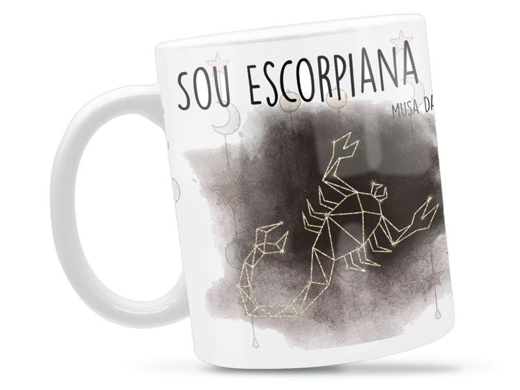 Imagem de Caneca Escorpião Signo Divertida Porcelana Xícara 325ml + Caixa Presente