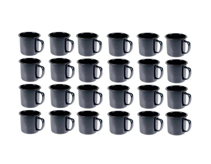 Imagem de Caneca Esmaltada Retro 150ml Preta Vintage Jogo 36 Pcs
