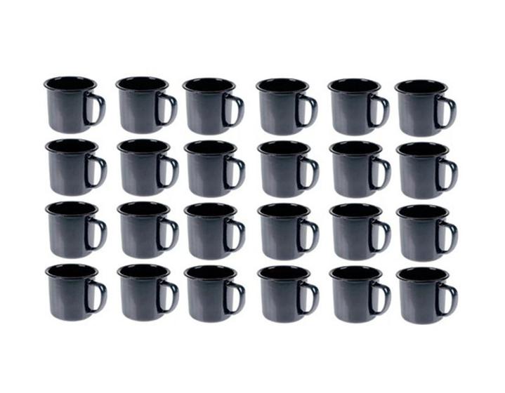 Imagem de Caneca Esmaltada Retro 350ml Preta Vintage Jogo 36 Pcs