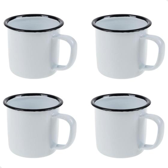 Imagem de Caneca Esmaltada Retro Branca 150ml 4 Unidades