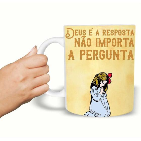 Imagem de Caneca Evangélica Deus É A Resposta Não Importa A Pergunta de Plástico Rígido