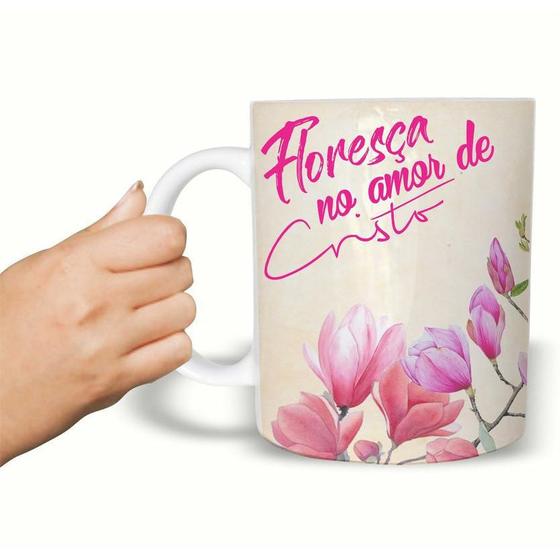 Imagem de Caneca Evangélica Floresça No Amor DeCristo de Plástico Rígido