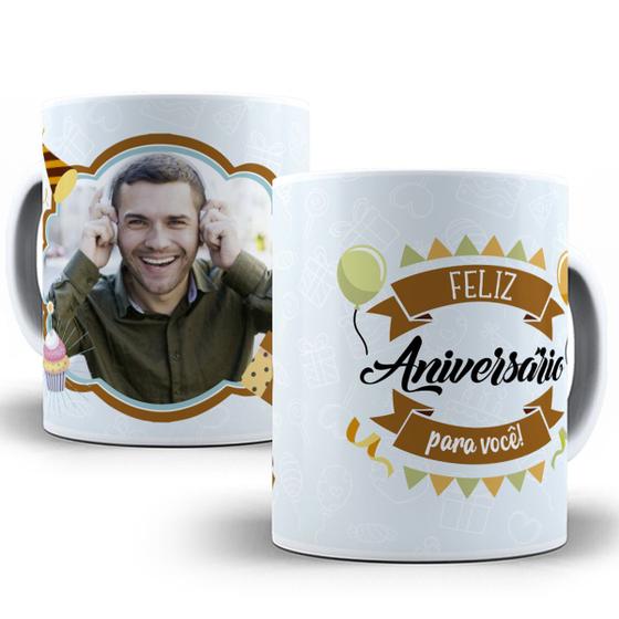 Imagem de Caneca feliz aniversário pra você com foto personalizada