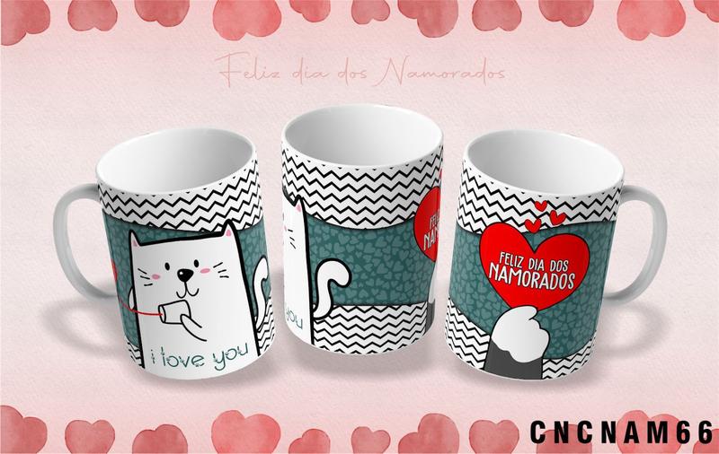 Imagem de Caneca Feliz Dia Dos Namorados Gatinho