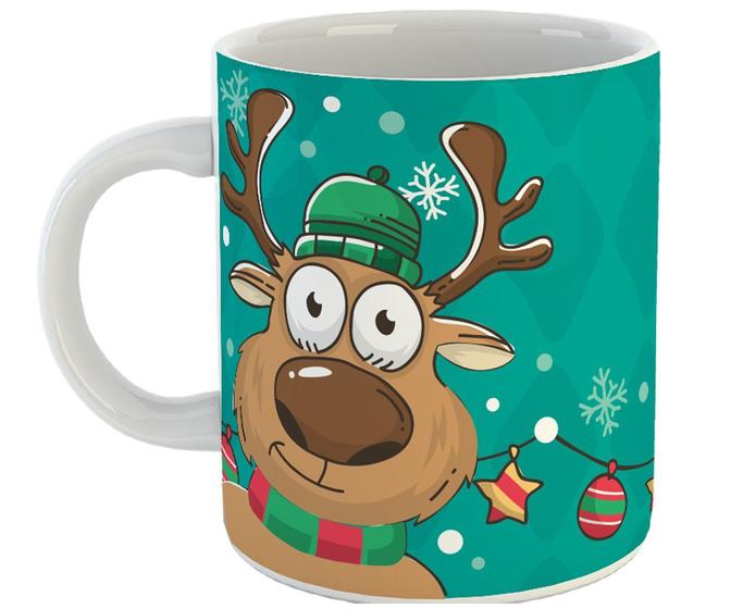 Imagem de Caneca Feliz natal rena presente fofo divertido