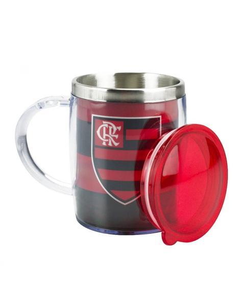 Imagem de Caneca Flamengo Oficial Térmica Inox Com Tampa Time 450ml