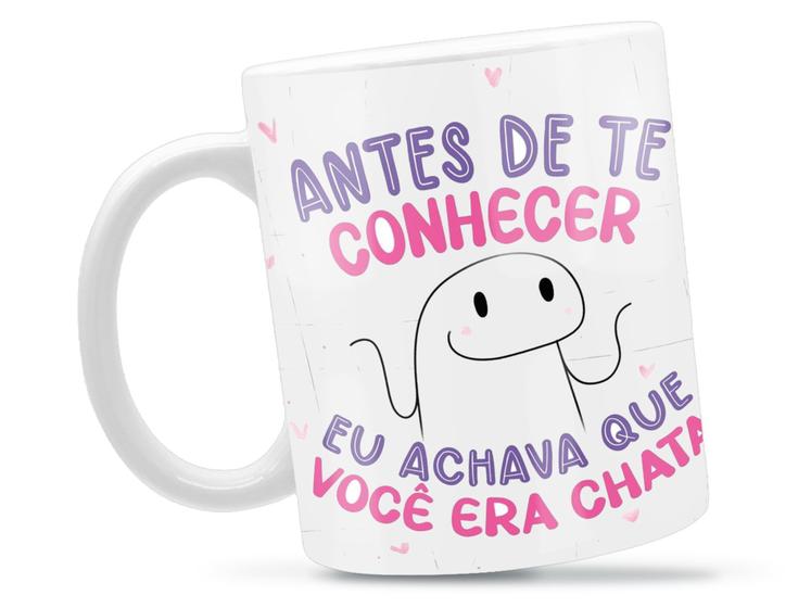 Imagem de Caneca Flork Chata Divertida Porcelana Xícara 325ml + Caixa Presente