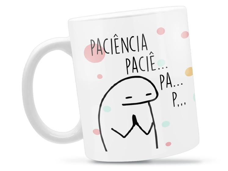 Imagem de Caneca Flork Paciência Divertida Porcelana Xícara 325ml + Caixa Presente