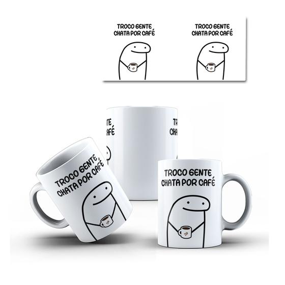 Imagem de Caneca Flork Troco Gente Chata Por Café 325ml + Caixinha