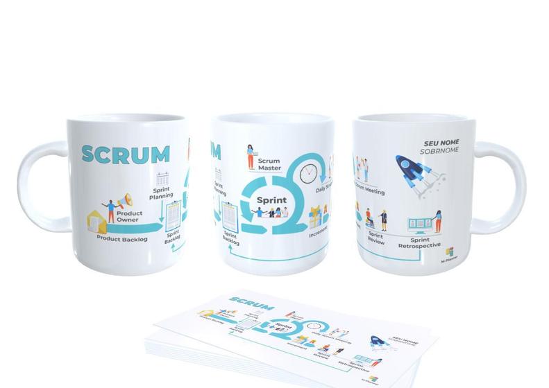 Imagem de Caneca Fluxo Scrum, Porta Copos + Tecnologia + Seu Nome