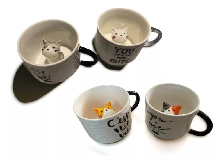 Imagem de Caneca Fofa Gatinho Dentro Presente Criativo Xícara Cantinho do Café