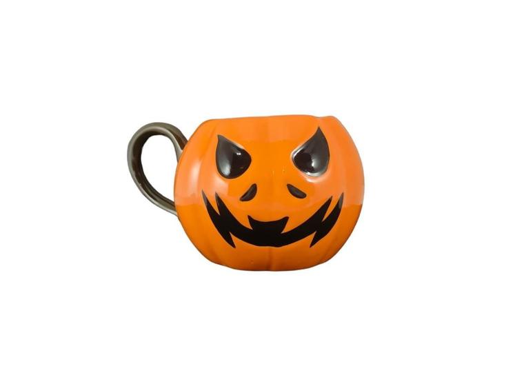 Imagem de Caneca Formato De Abobora De Porcelana Decoração Halloween