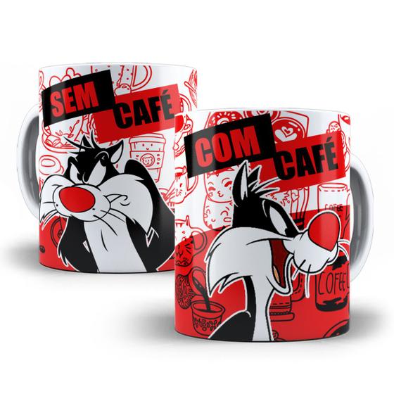 Imagem de Caneca Frajola Looney Tunes Com Café Sem Café Porcelana