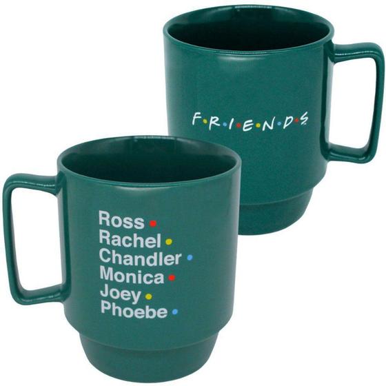 Imagem de Caneca Friends Nomes Empilhável Porcelana Verde 400ML Oficial WB - Zona Criativa