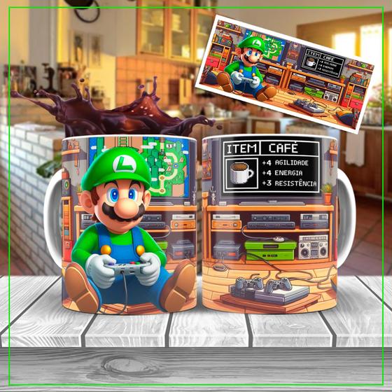 Imagem de Caneca Gamer Luigi Super Mario Bros