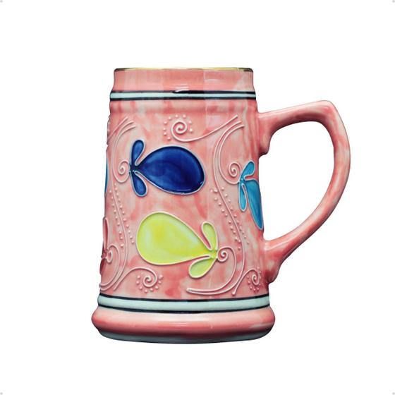 Imagem de Caneca Grande de Chopp Cerâmica Spring Gold 560ml Rosa