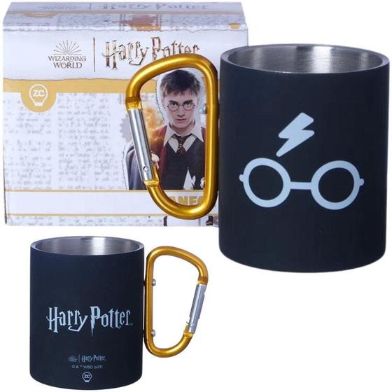 Imagem de Caneca Harry Potter Óculos Aço Inox Com Mosquetão Oficial WB - Zona Criativa