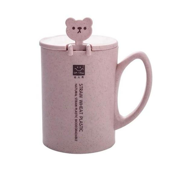 Imagem de Caneca Infantil BPA FREE Com Alça e Colher De Ursinho 400 ML