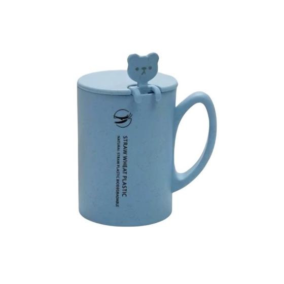 Imagem de Caneca Infantil BPA FREE Com Alça e Colher De Ursinho 400ml