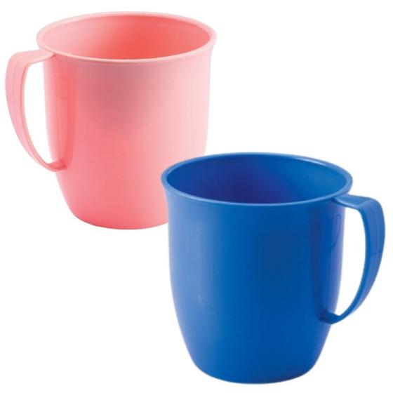 Imagem de Caneca Infantil de plástico com alça 300ml azul e rosa 2 unidades Plasutil ref.2207