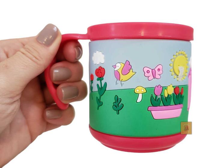 Imagem de Caneca Infantil Emborrachada 200ml Detalhes em Alto Relevo Escola Lembrancinha Copo