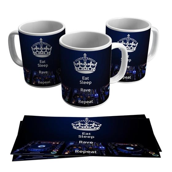 Imagem de Caneca Keep Calm Eat Sleep Rave Repeat Musica Dj 325ml