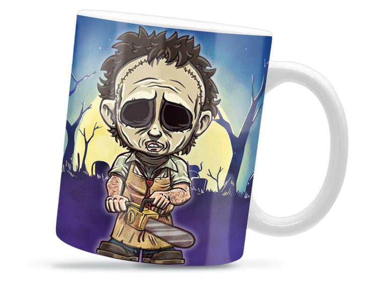 Imagem de Caneca Leatherface Halloween Divertida Porcelana Xícara 325ml + Caixa Presente