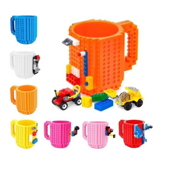 Imagem de Caneca Lego Bloco De Montar Peças 3d Plastico Color - 420ml