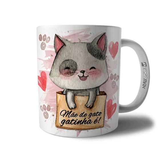 Imagem de Caneca Mãe de Gato Gatinha é - Xícara Mãe de Pet Presente Fofo para o Dia das Mães