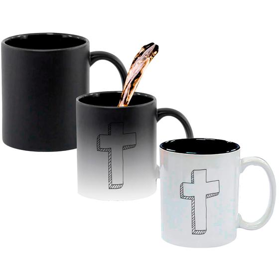 Imagem de Caneca Mágica Fosca Interna Preta Muda de Cor 325ml CRUZ 3D