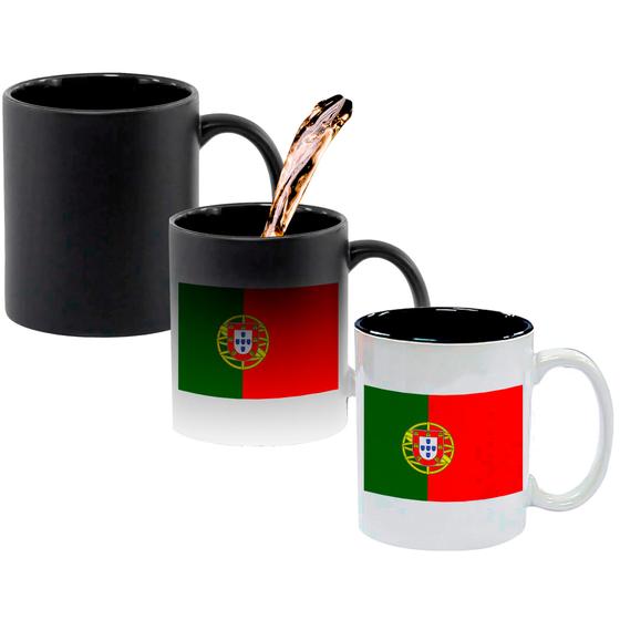 Imagem de Caneca Mágica Fosca Interna Preta Muda de Cor 325ml PORTUGAL BANDEIRA