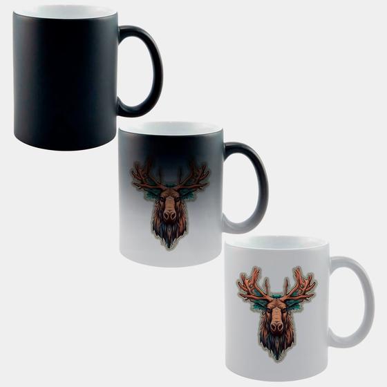 Imagem de Caneca Mágica Fosca Muda de Cor 325ml ALCE CHIFRE MARROM