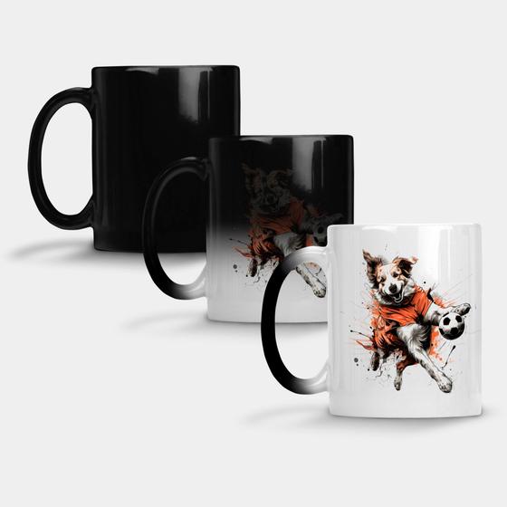 Imagem de Caneca Mágica Fosca Muda de Cor 325ml CACHORRO FUTEBOL BOLA 2 