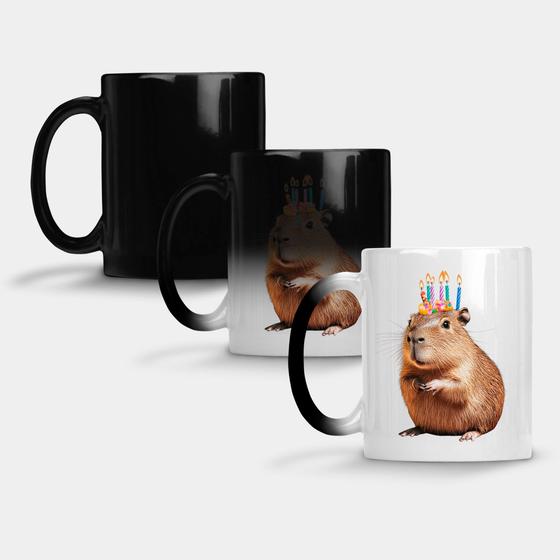 Imagem de Caneca Mágica Fosca Muda de Cor 325ml CAPIVARA ANIVERSARIO FESTA 5 