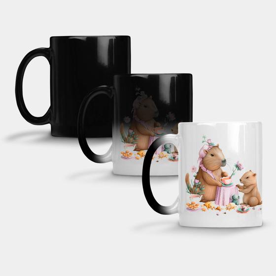 Imagem de Caneca Mágica Fosca Muda de Cor 325ml CAPIVARA CHAZINHO INFANTIL MENINA  17 