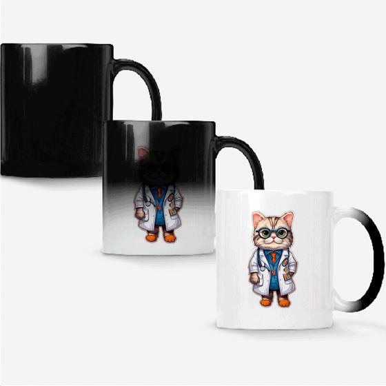 Imagem de Caneca Mágica Fosca Muda de Cor 325ml GATINHO MEDICO