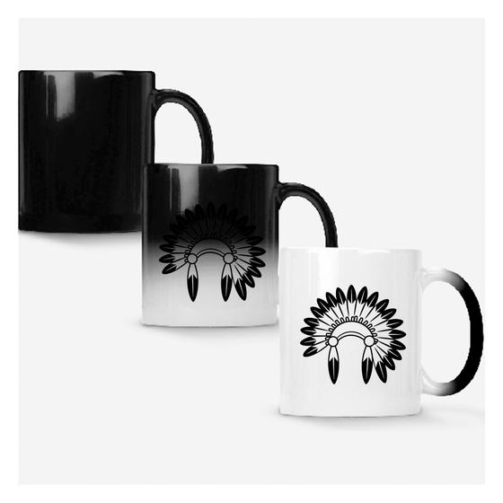 Imagem de Caneca Mágica Fosca Muda de Cor 325ml UMBANDA CAMDOMBLE COCAR INDIGENA DESENHO 2 