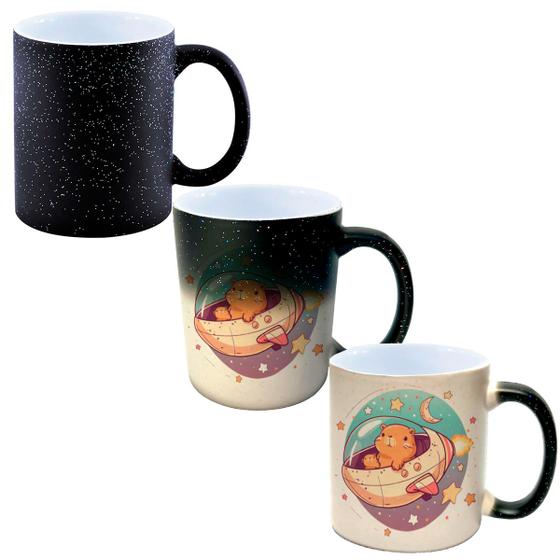 Imagem de Caneca Mágica Glitter Muda de Cor 325ml CAPIVARA INFANTIL ESPACO NAVE 4 