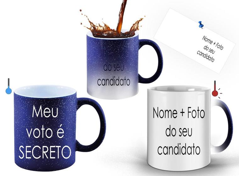 Imagem de Caneca Mágica Meu voto é Secreto Imagem Quente/Fria Azul