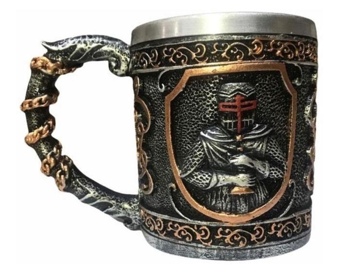 Imagem de Caneca Medieval Templários - Resina - Chopp - Inox