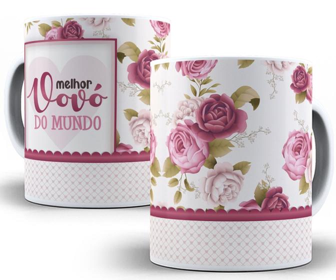 Imagem de Caneca melhor vovó do mundo floral presente dia dos avós