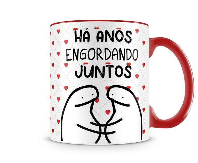 Imagem de Caneca meme flork há anos engordando juntos vermelha