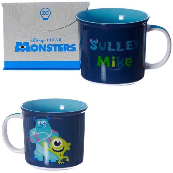 Imagem de Caneca Mike Wazowski E Sully Sullivan Cerâmica 350ml + Caixa Presente Oficial Monstros S.A. Disney Pixar