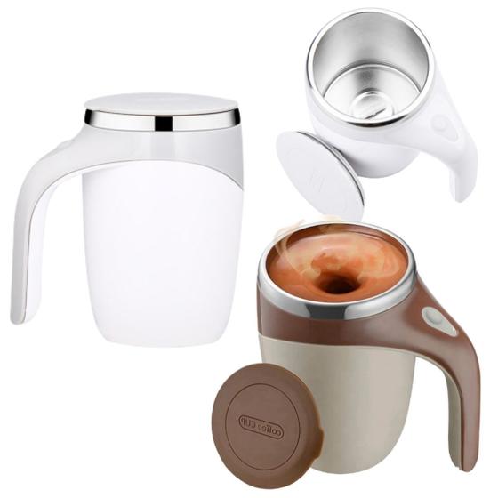 Imagem de Caneca Mixer Automática Termica Para Leite Cafe Capuccino Xicara Eletrica Shake Misturador Com Tampa