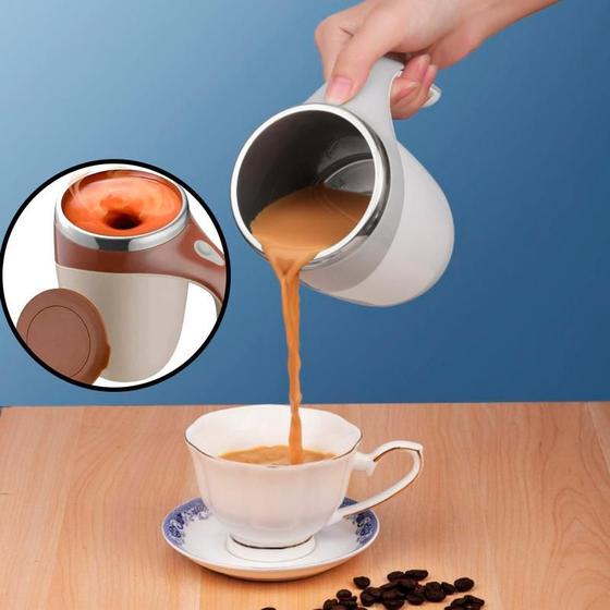 Imagem de Caneca Mixer Inox Automatica Eletrica Mistura Gourmet Chá Café Shakes Capuccino Coffee Shaker Pilhas Fazer Misturado