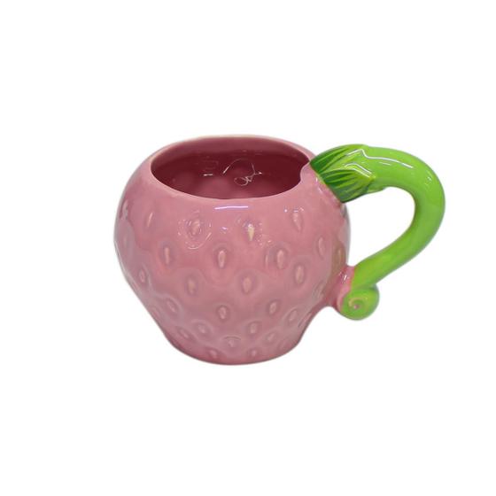 Imagem de Caneca Morango Fruta 3d Vermelha Cerâmica Decoração 360 Ml