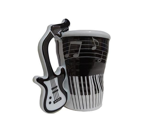 Imagem de Caneca Musical Detalhe Amassado E Alça De Guitarra Cinza