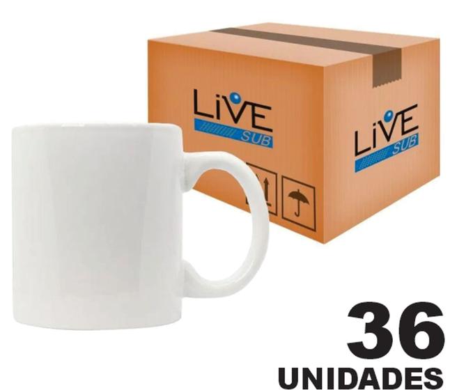 Caneca P/ Sublimação Live Branca AAA 325 ML - Caixa c/ 36 Und Menor preço em Caneca P/ Sublimação Live Branca AAA 325 ML - Caixa c/ 36 Und