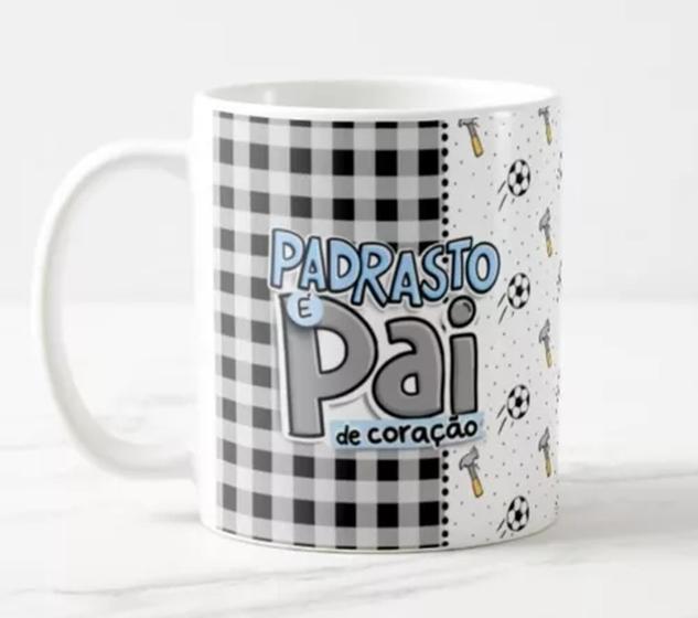 Imagem de Caneca Padastro Padrasto é pai de coração 325ml Caneca Branca Personalizada