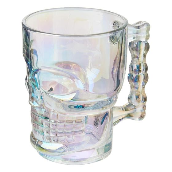 Imagem de Caneca Para Chopp e Cerveja de Vidro Caveira Rock Style Rainbow 510ml